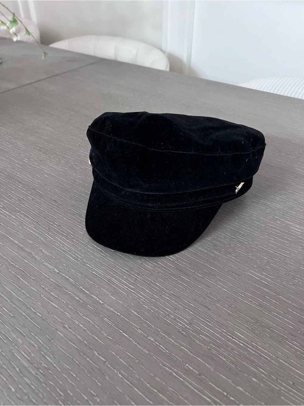 Zara Black velvet  Hat with Interior Logo Tag